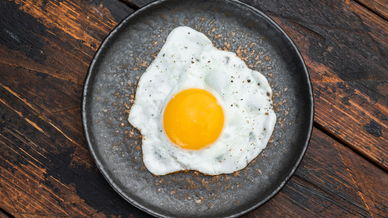 A fried egg on a plate