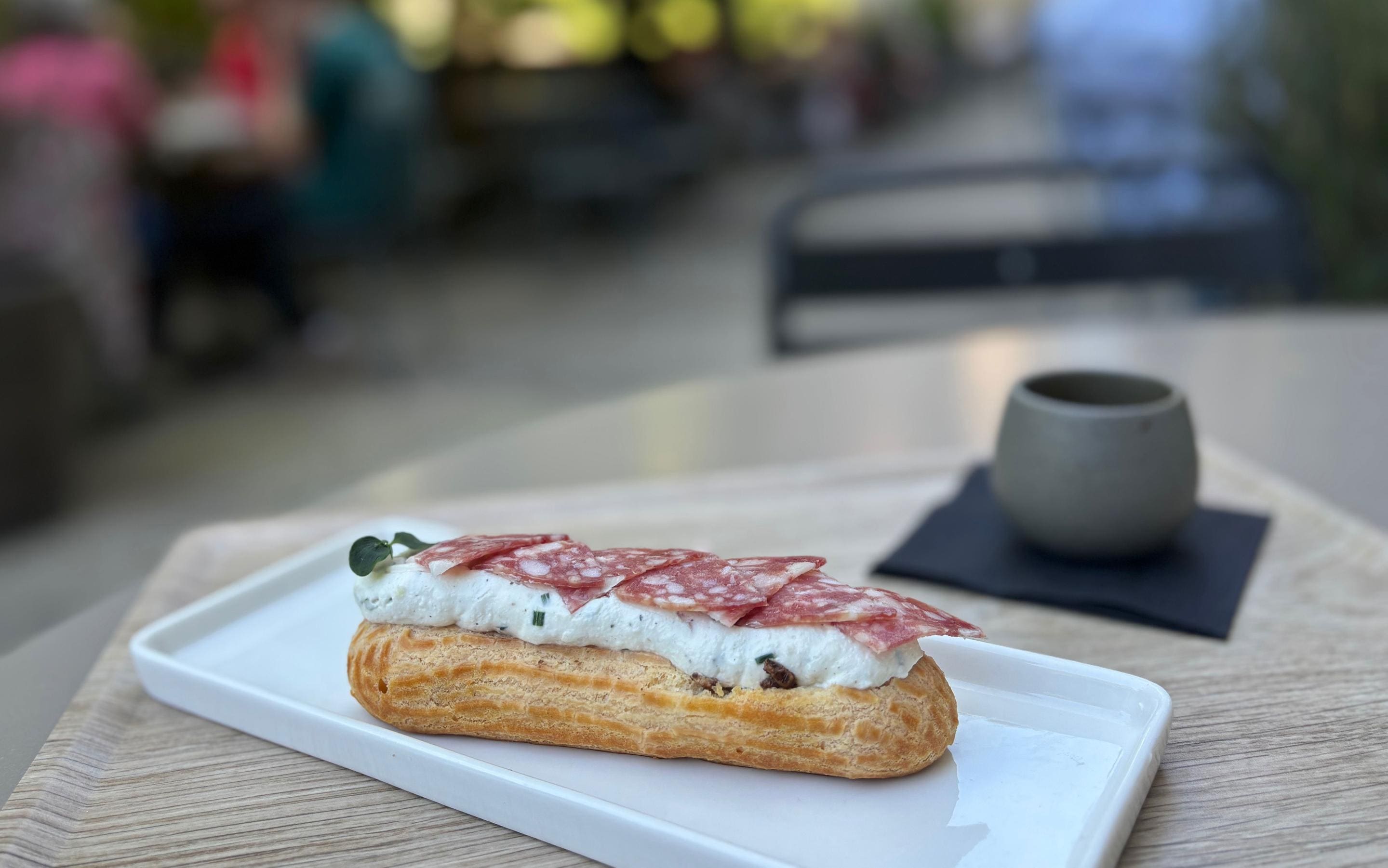 A saucisson de Lyon éclair from Les Éclaireurs Pâtissiers; best things to do in Lyon