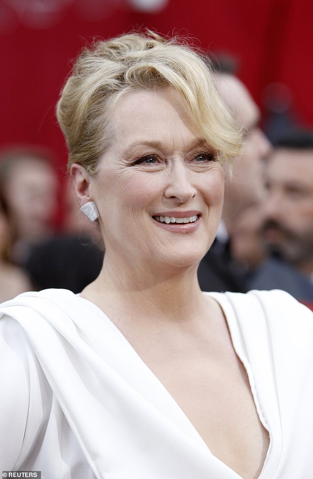 With mascara: Meryl Streep, pictured at the 82nd Academy Awards in Hollywood in 2010, is renowned for her understated elegance - even full-glam makeup