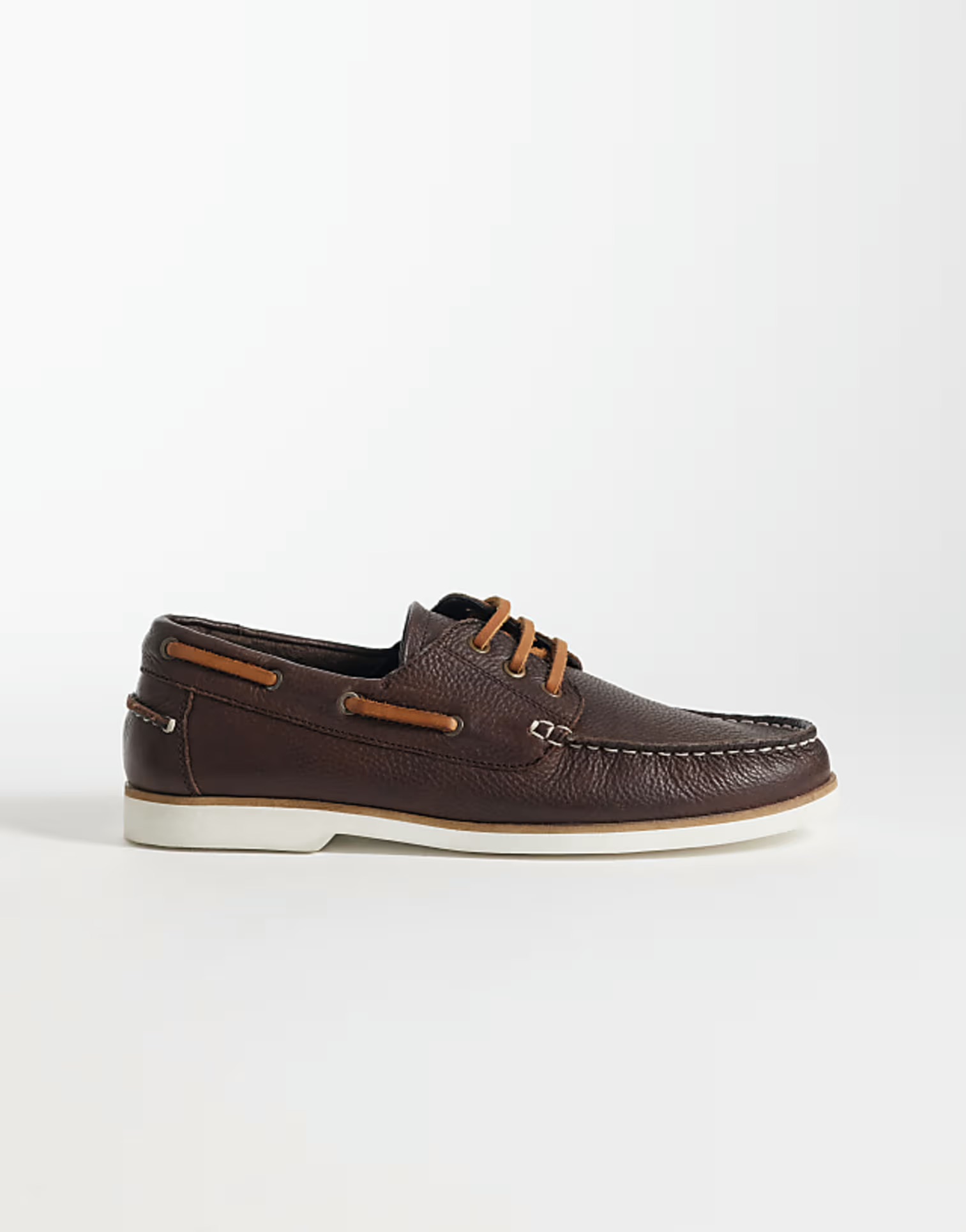 ASOS DESIGN Lace Up Boat Shoes in Brown Leather