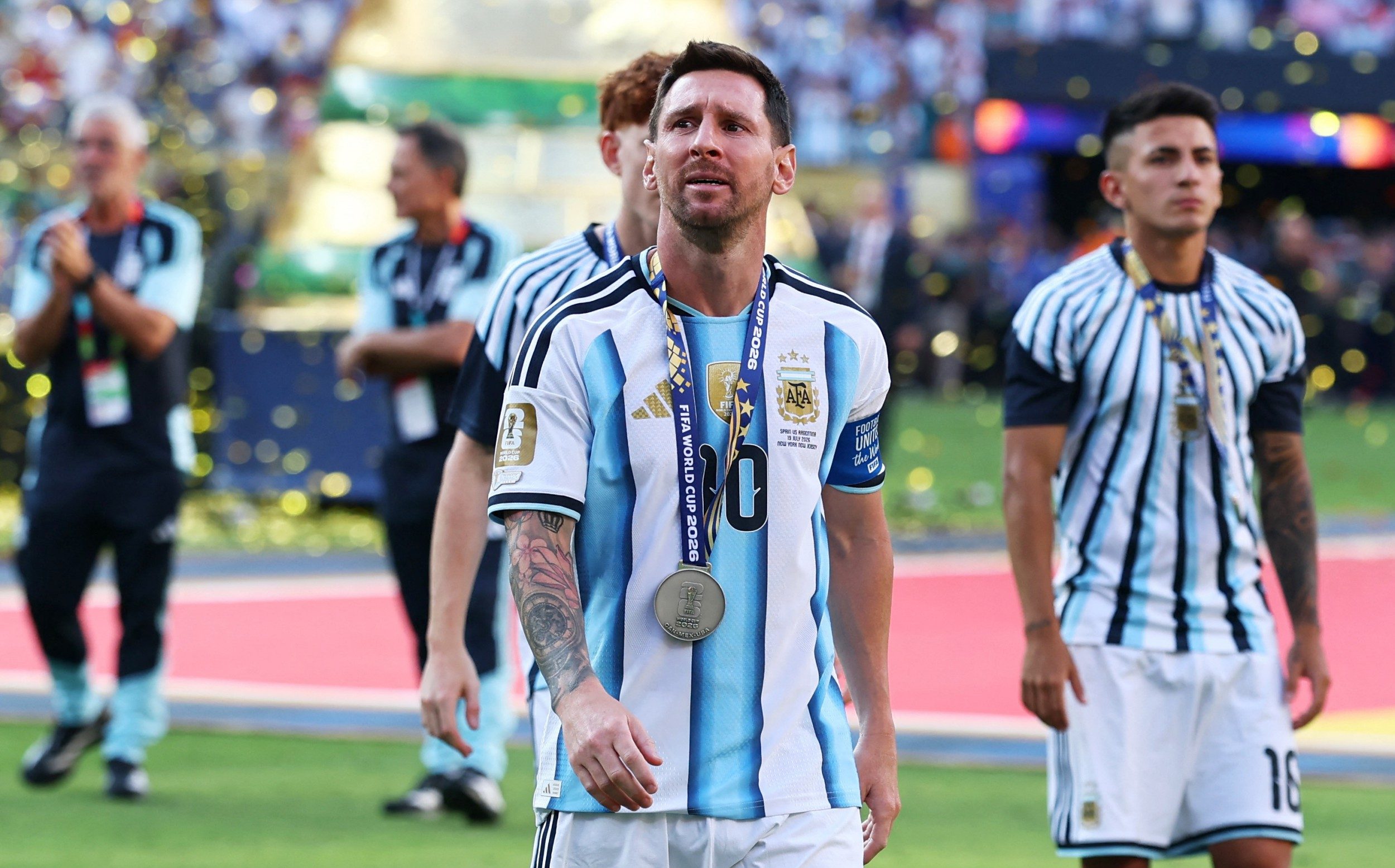 Argentina's players wear their silver medals – an act deemed worthy of praise from some quarters of the country's press