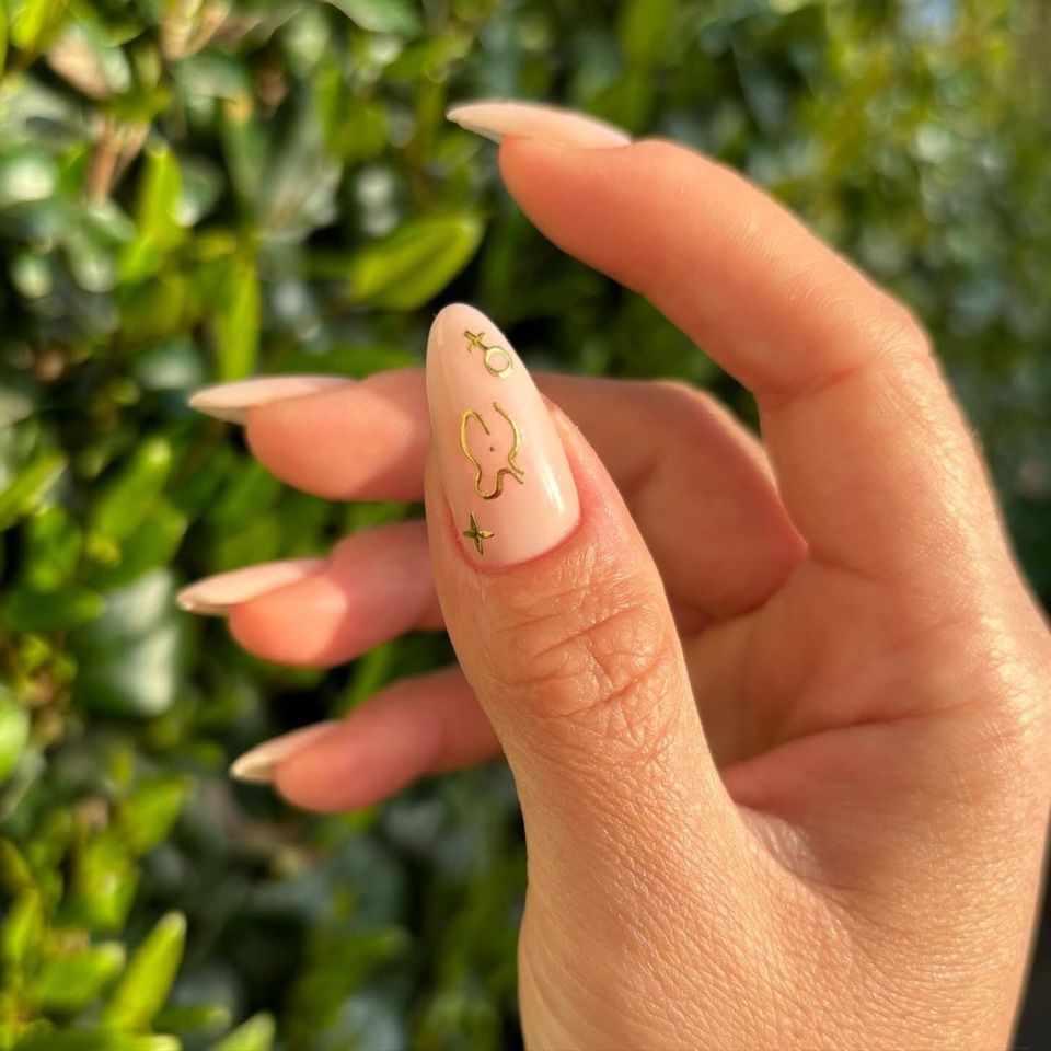 Gold Decal Nails - InStyle August Nails