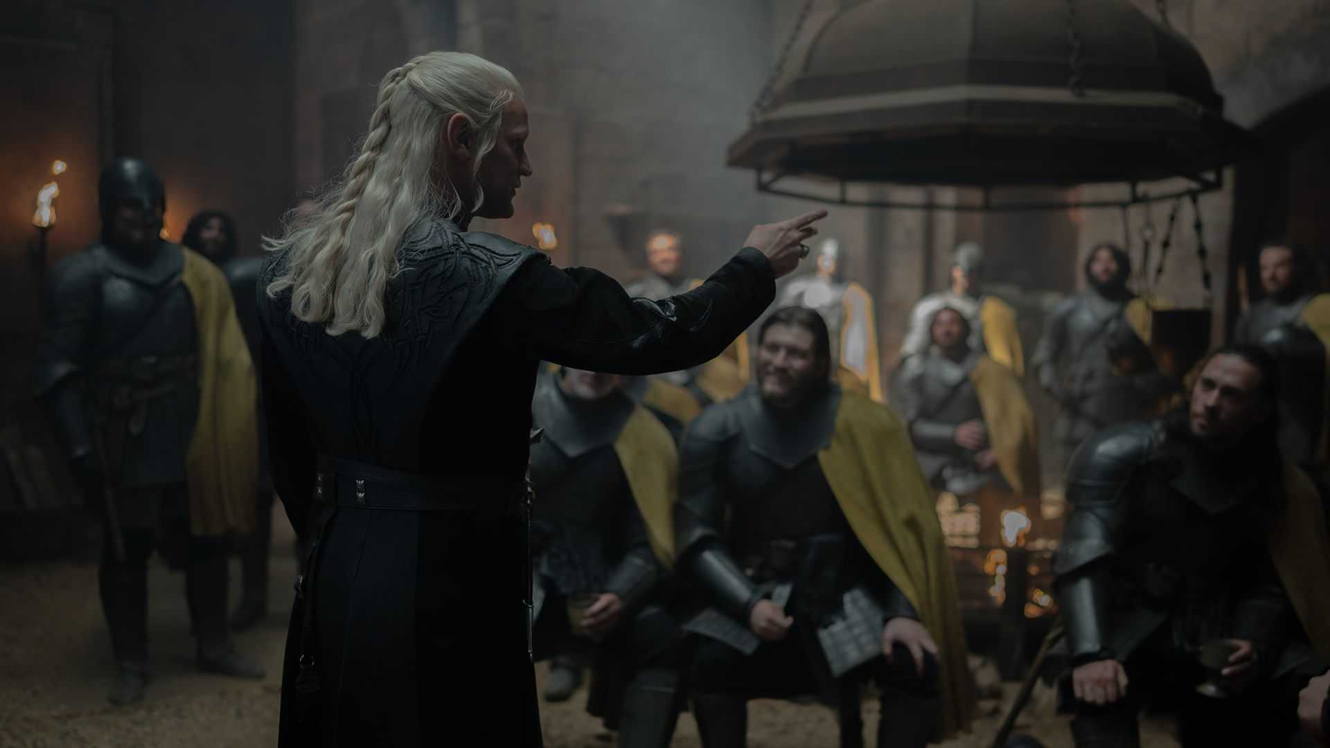 Daemon talking to the Gold Cloaks in House of the Dragon