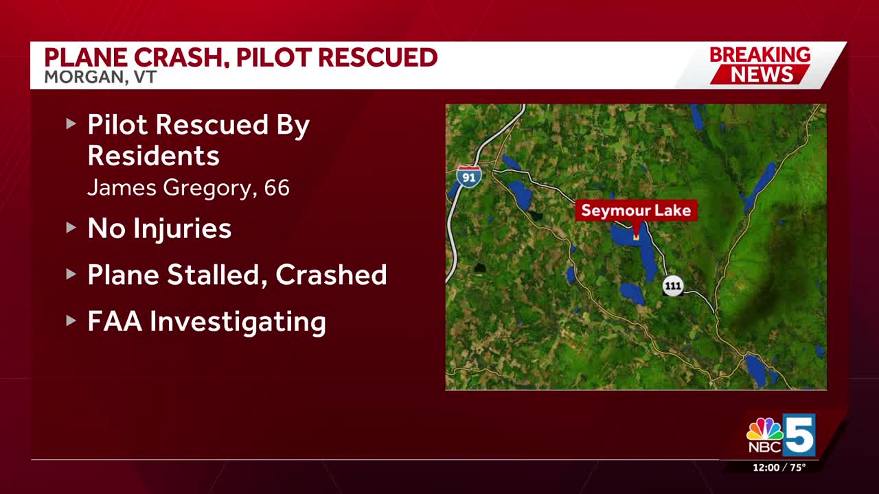 Pilot rescued by residents after small plane crash in Morgan, Vermont