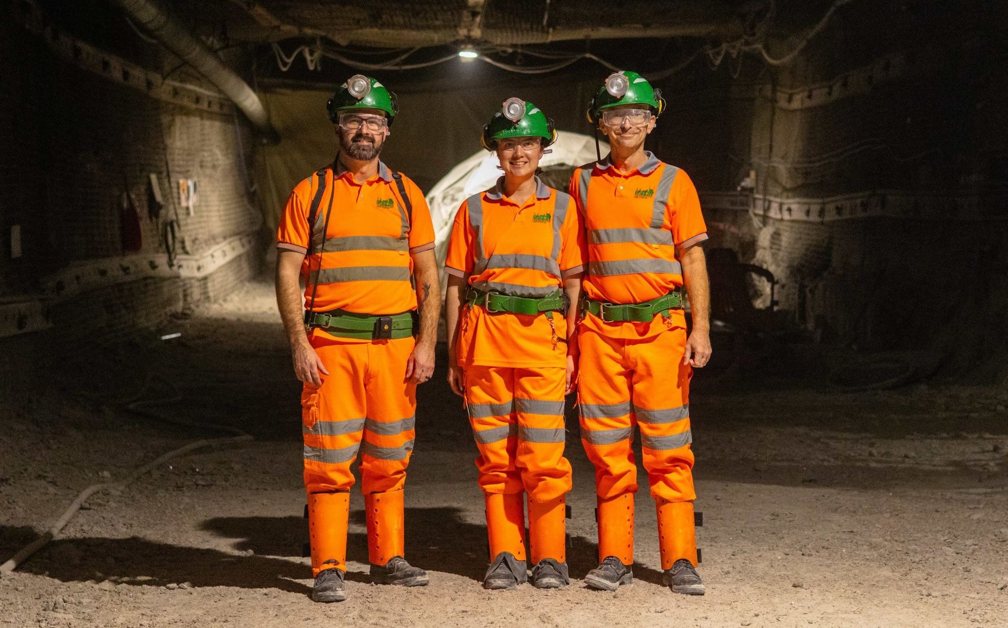 Jacob Nickles, left, and colleagues at the STFC Boulby Underground Laboratory are testing the viability of growing crops in subterranean conditions