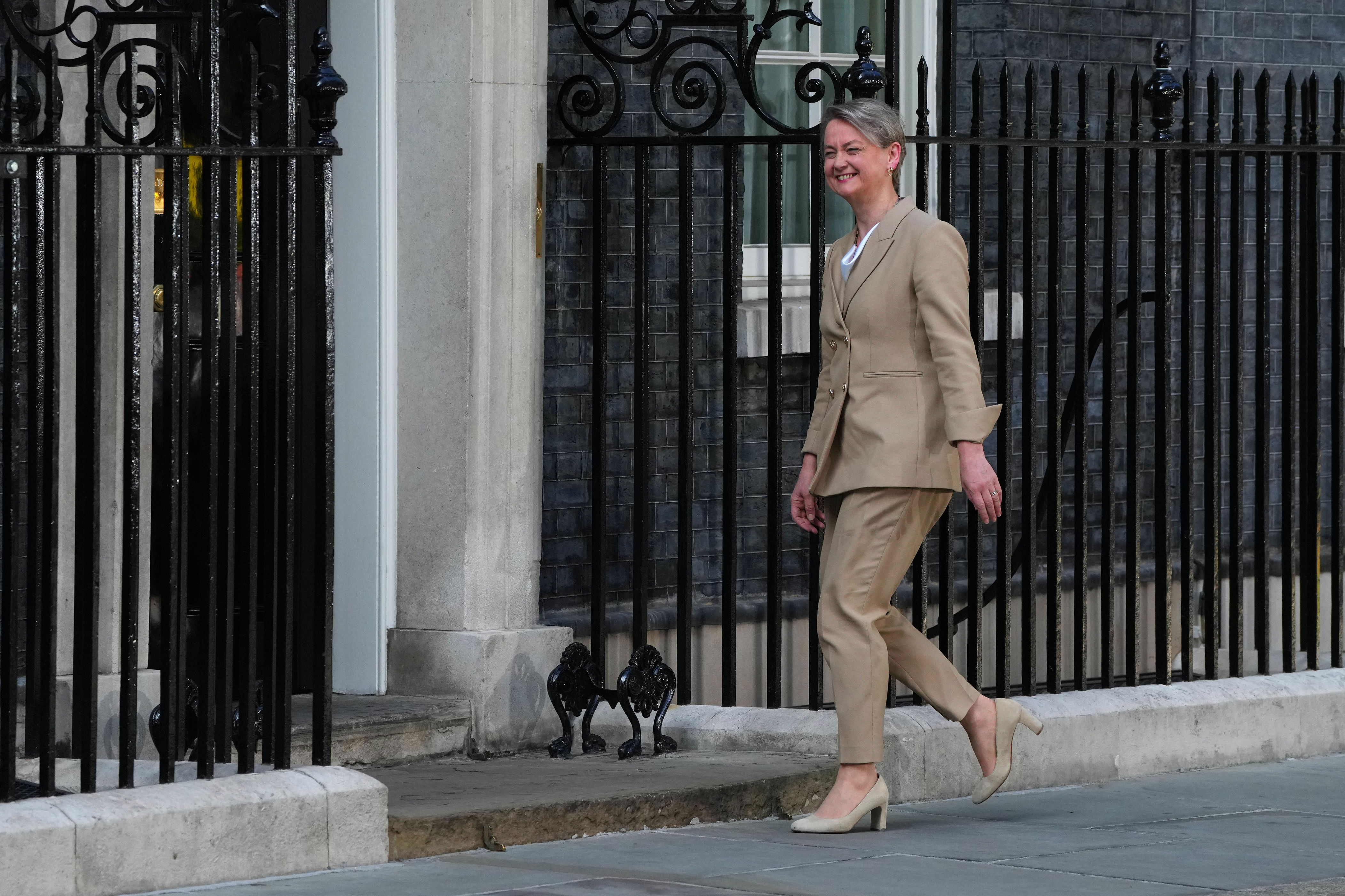 Yvette Cooper arrives in Downing Street on July 20 (Getty)