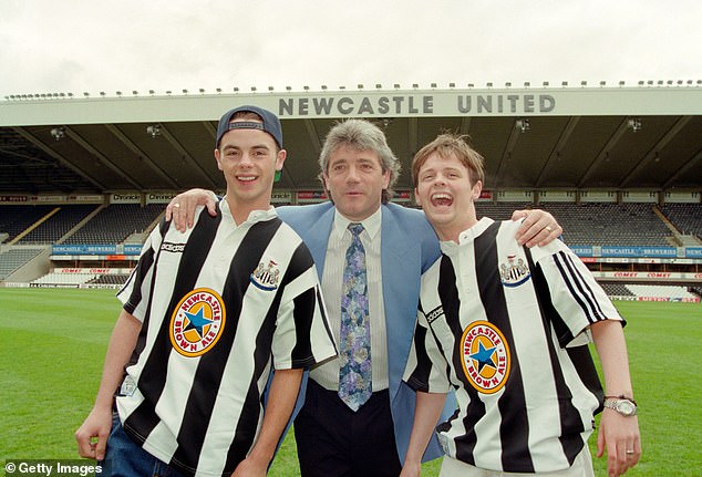 Keegan pictured in 1995 with famous entertainers Ant McPartlin (L) and Declan Donnelly (R)