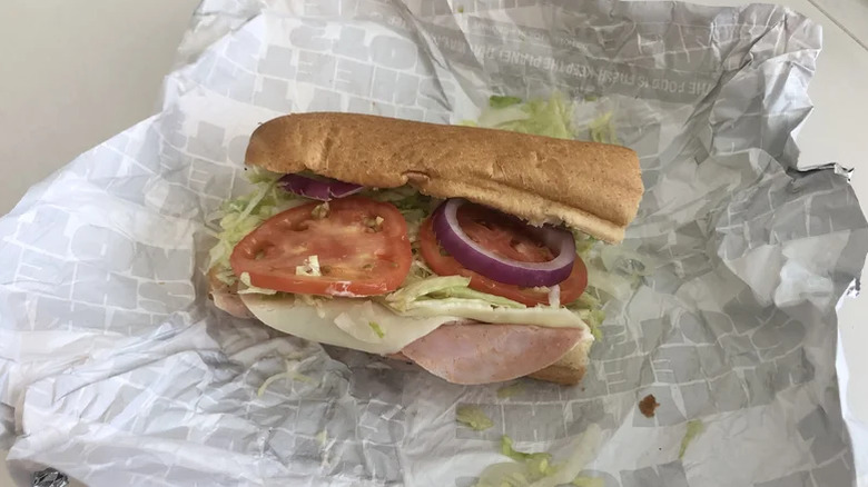 Sheetz Italian sub on a hoagie with lettuce, tomato, and Italian meats