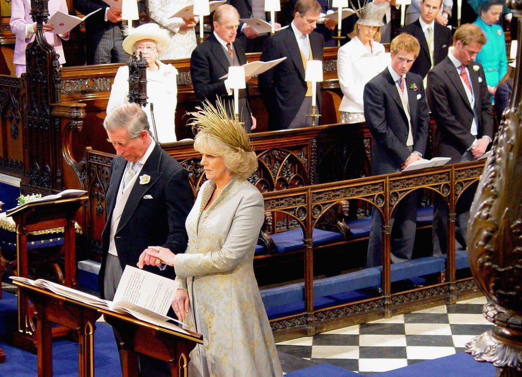 Then-Prince Charles and Camilla attend the Service of Prayer and Dedication following their marriage at The Guildhall. (Image Source: Getty Images| ROTA/Anwar Hussein Collection)