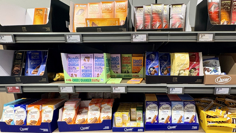 Display with various Aldi chocolate bars