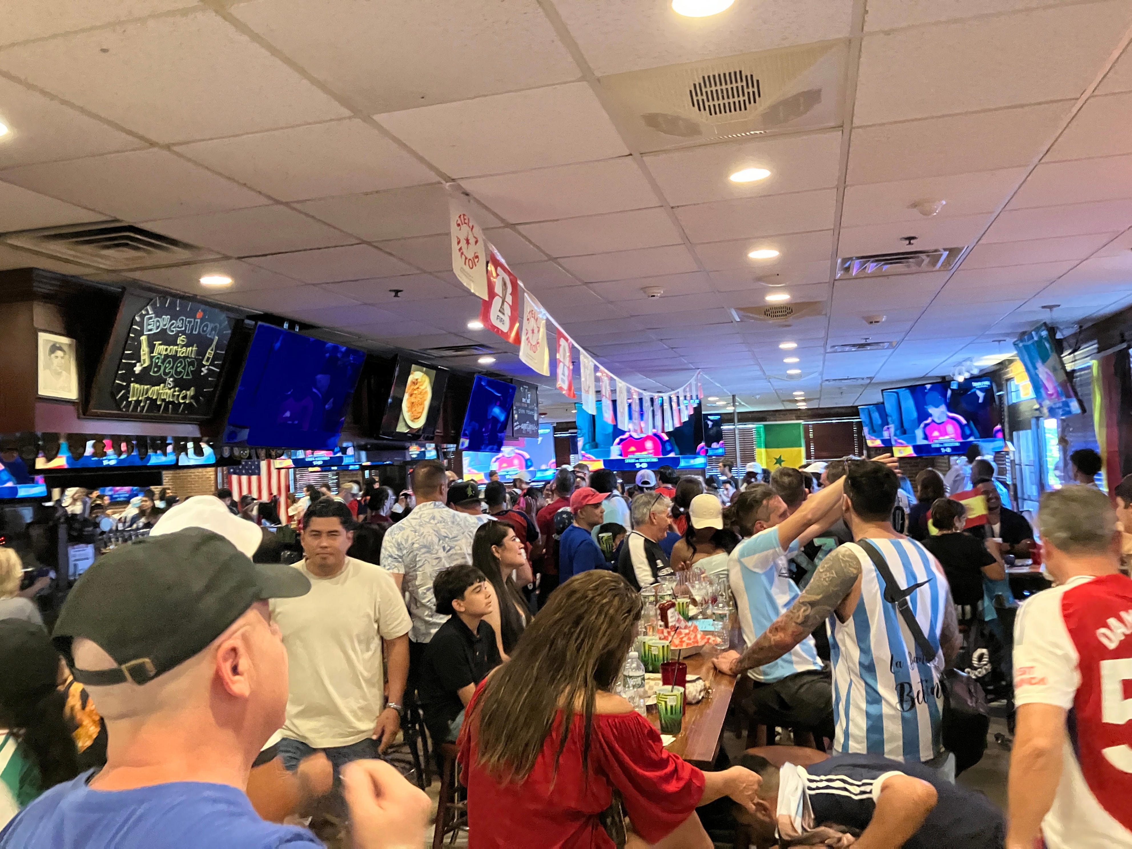 World Cup fans watch the final match between Spain and Argentina at Redd’s Restaurant and Biergarten in Carlstadt on July 19, 2026.