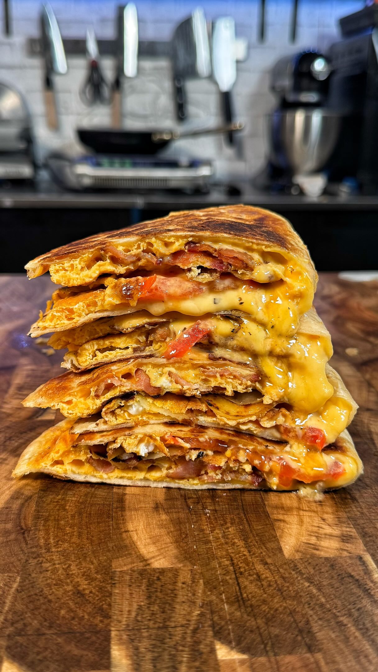 Upside-down breakfast quesadilla