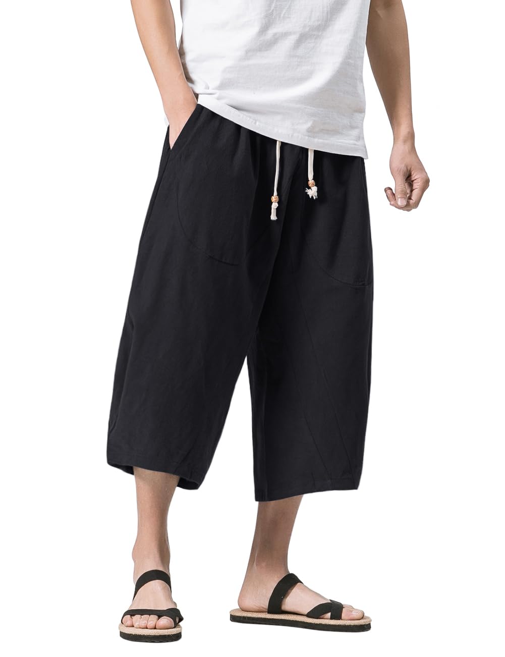 Magnivit Japanese Linen Baggy Capri Pants