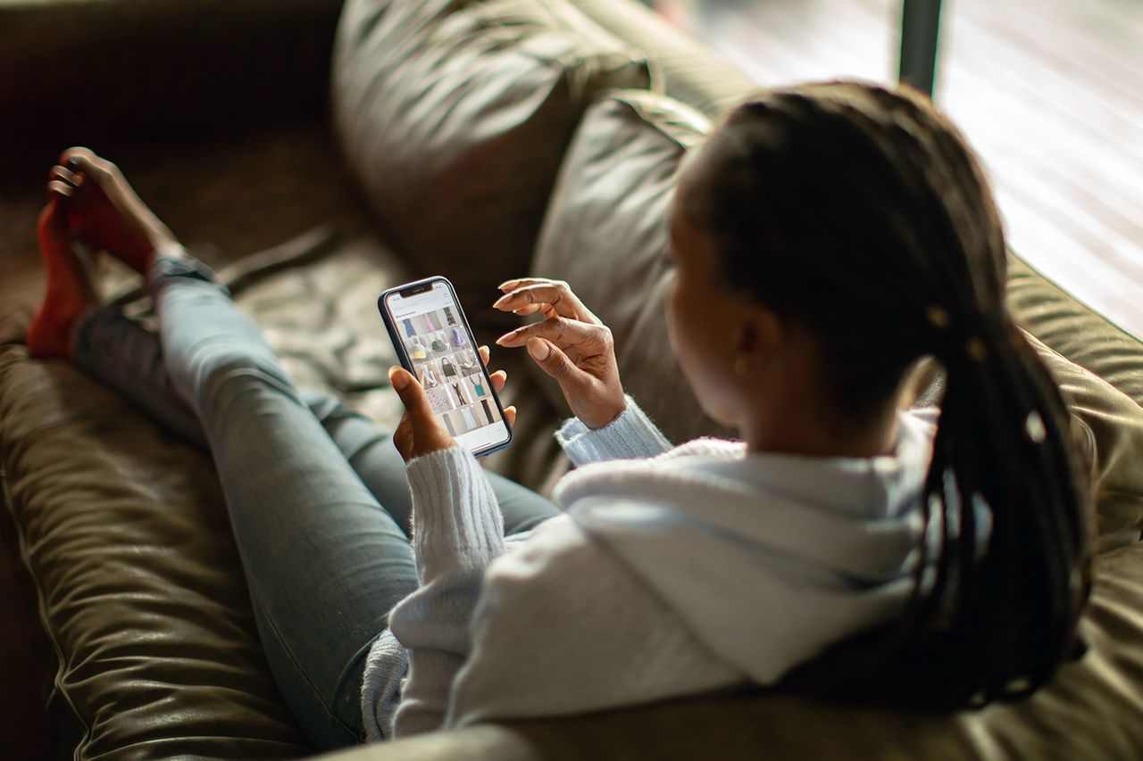 woman scrolling on social media