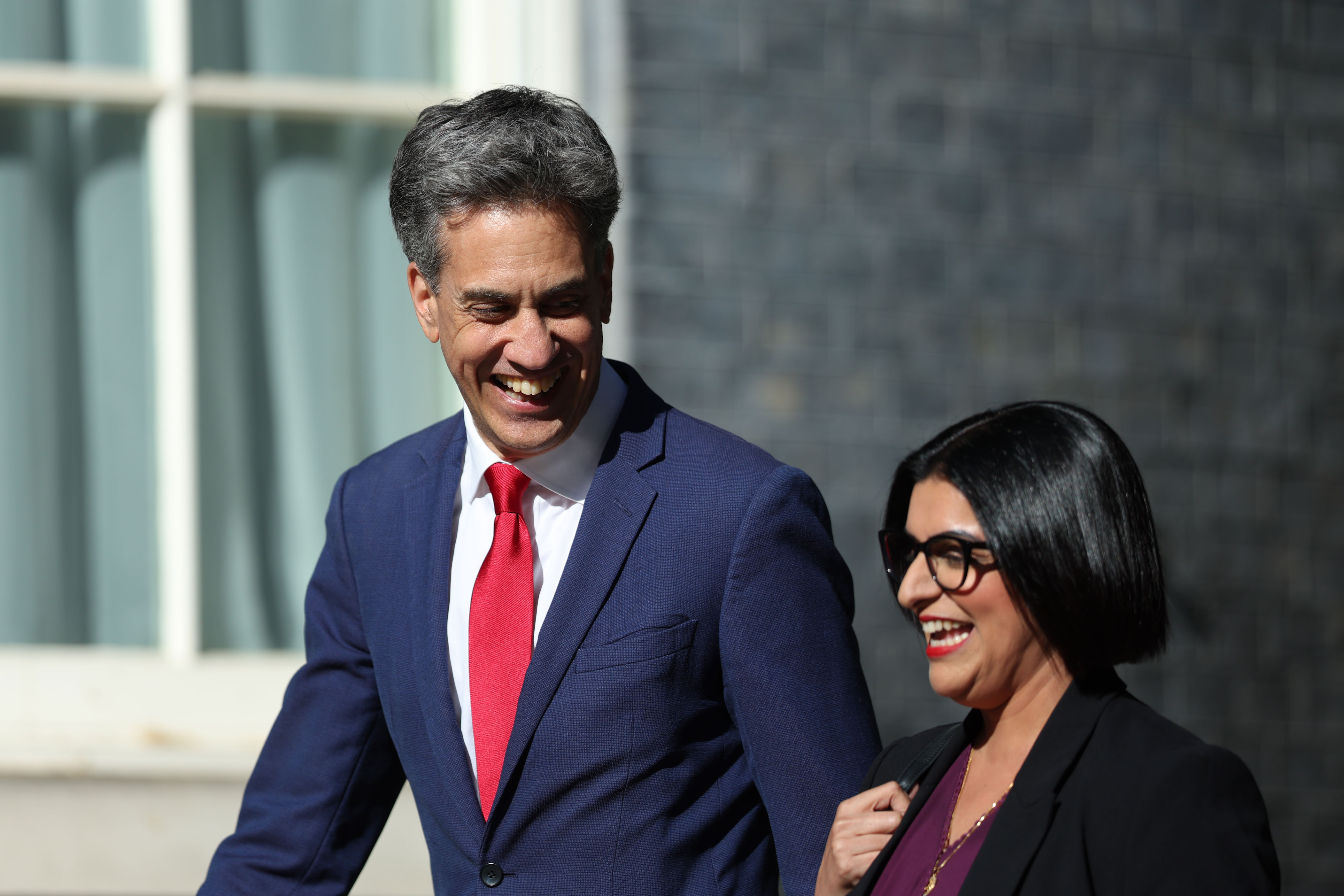 Edward Miliband pictured arriving at No10 alongside Shabana Mahmood (Getty)