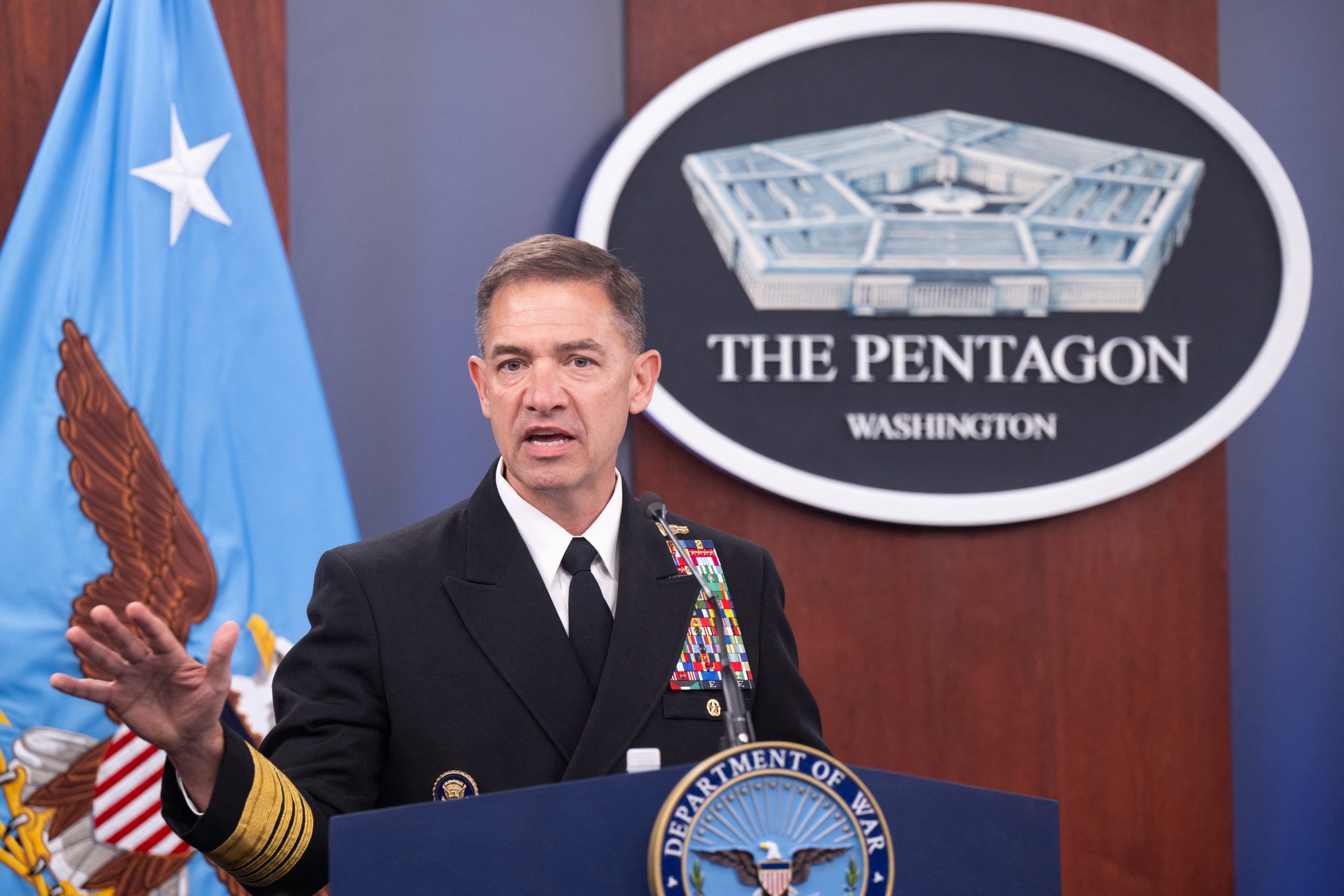 US CENTCOM Commander Admiral Brad Cooper speaks