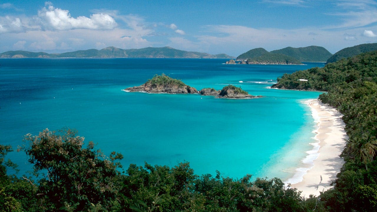 This image shows Trunk Beach on the island of St. John in the U.S. Virgin Islands.