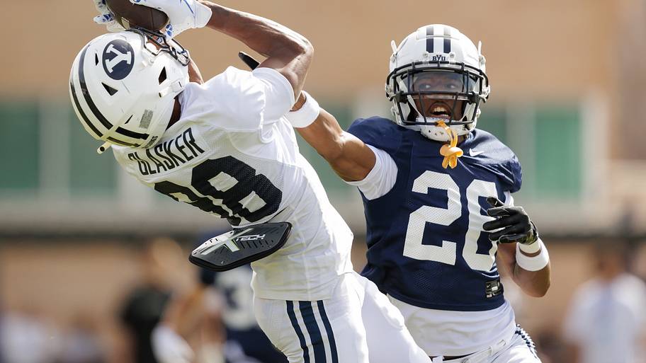 BYU wide receiver Legend Glasker at Spring Camp