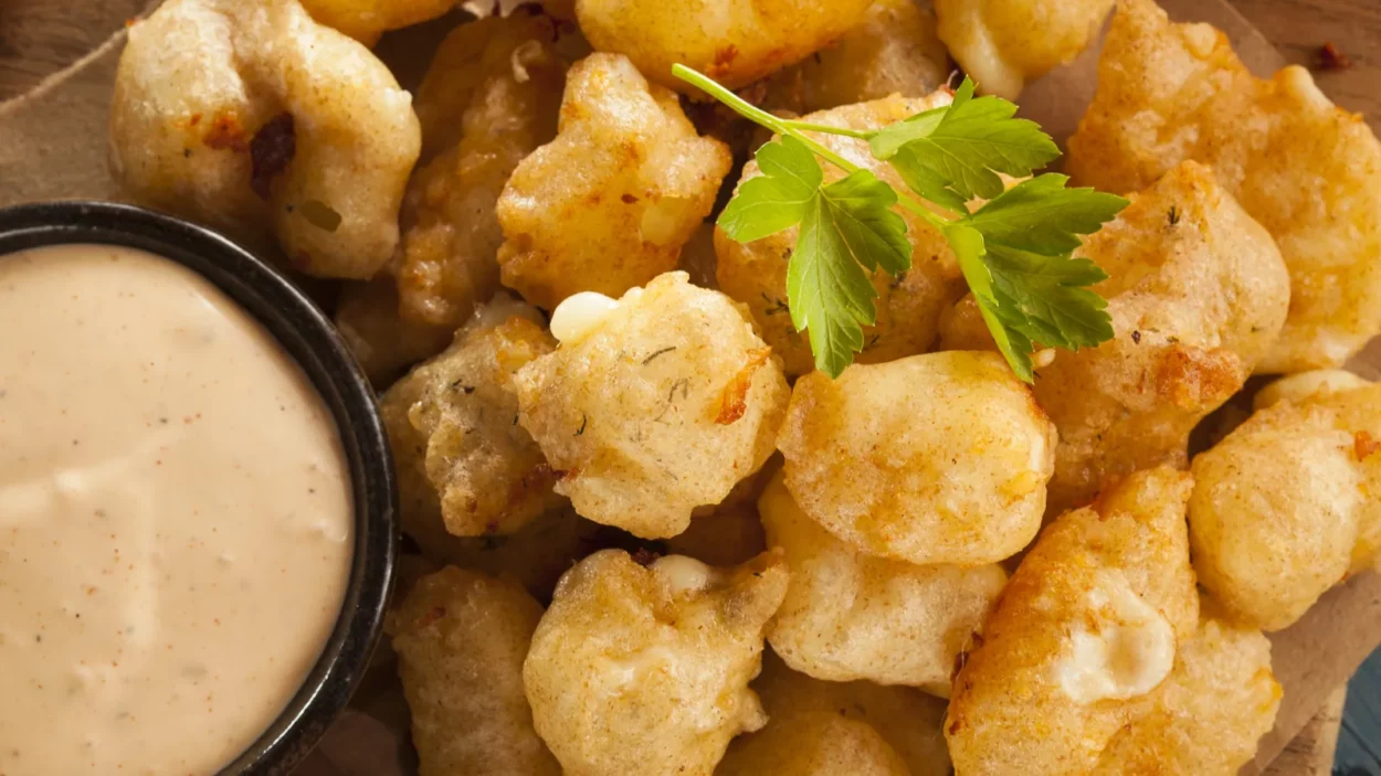 Beer battered Wisconsin cheese curds.