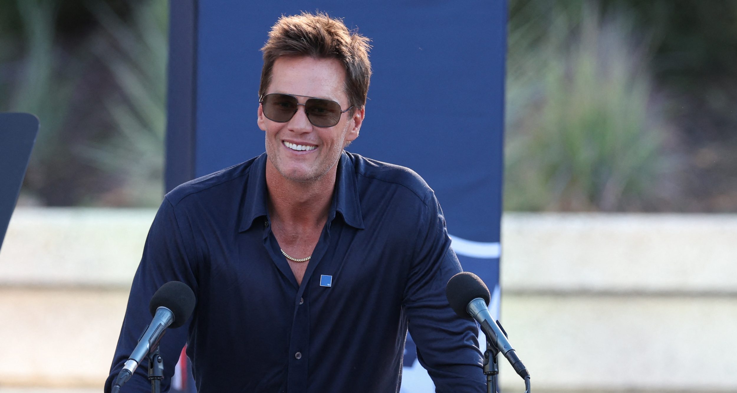 Tom Brady at the ceremony for the New England Patriots unveiling his statue in Foxborough. Credit: Paul Rutherford-Imagn Images