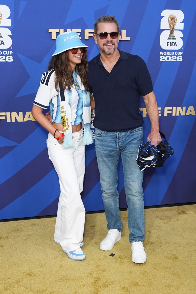 Luciana Barroso and Matt Damon at the FIFA World Cup 2026 Final Red Carpet held at the New York New Jersey Stadium on July 19, 2026 in East Rutherford, New Jersey.