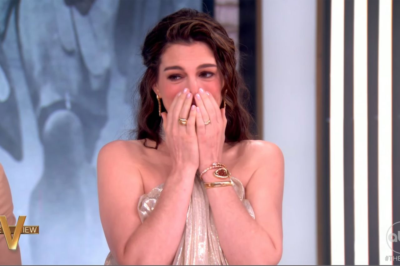 Anne Hathaway cries on 'The View' over powerful praise from Whoopi Goldberg