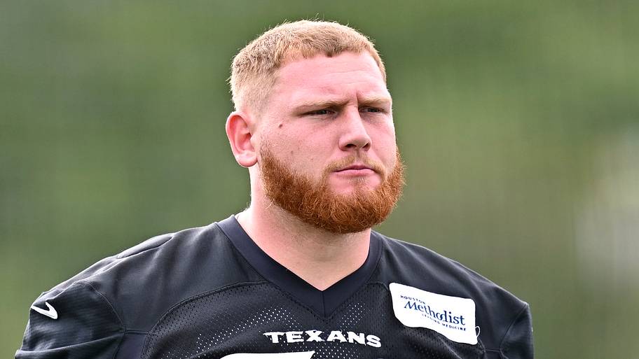 Jun 9, 2026; Houston, Texas, USA; Houston Texans guard Keylan Rutledge arrives for the team’s minicamp at Houston Methodist T