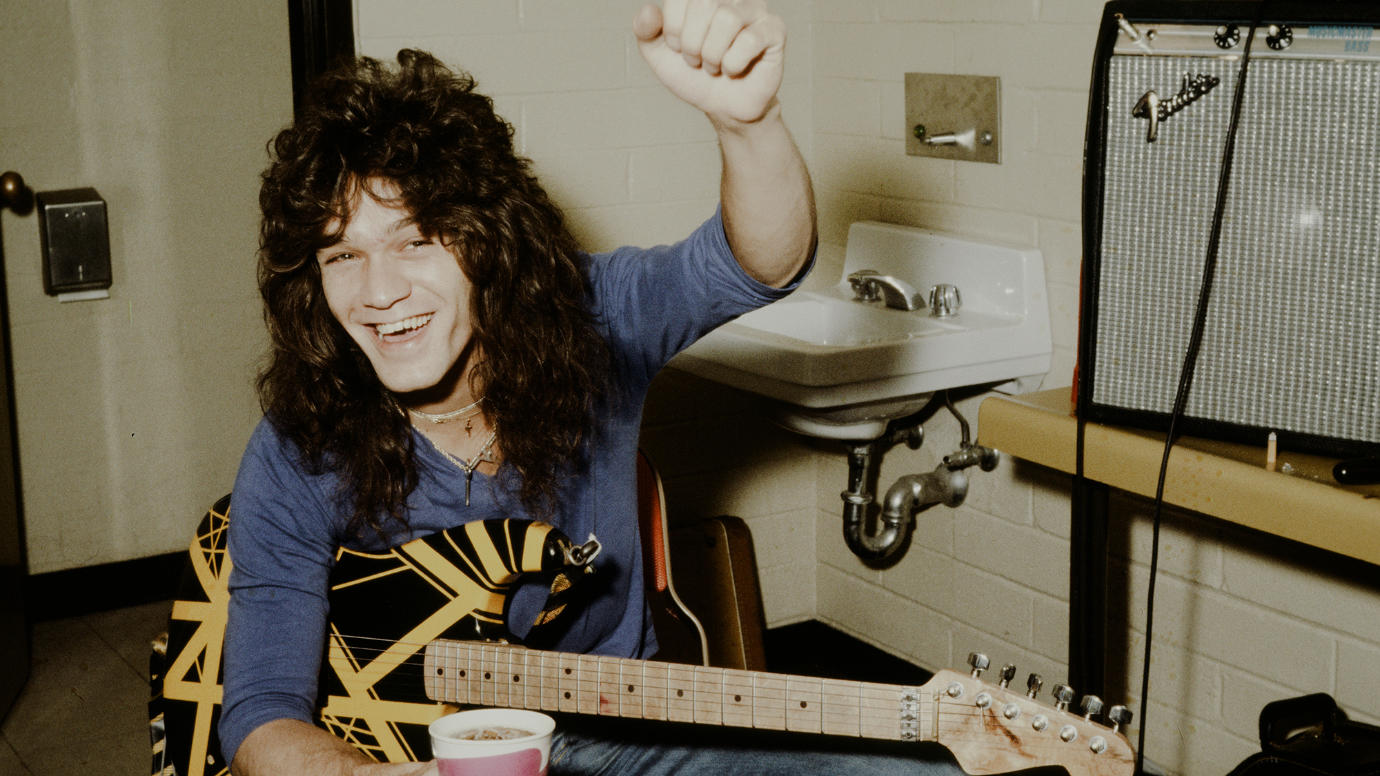 Eddie Van Halen at a backstage in a venue in Arizona during their