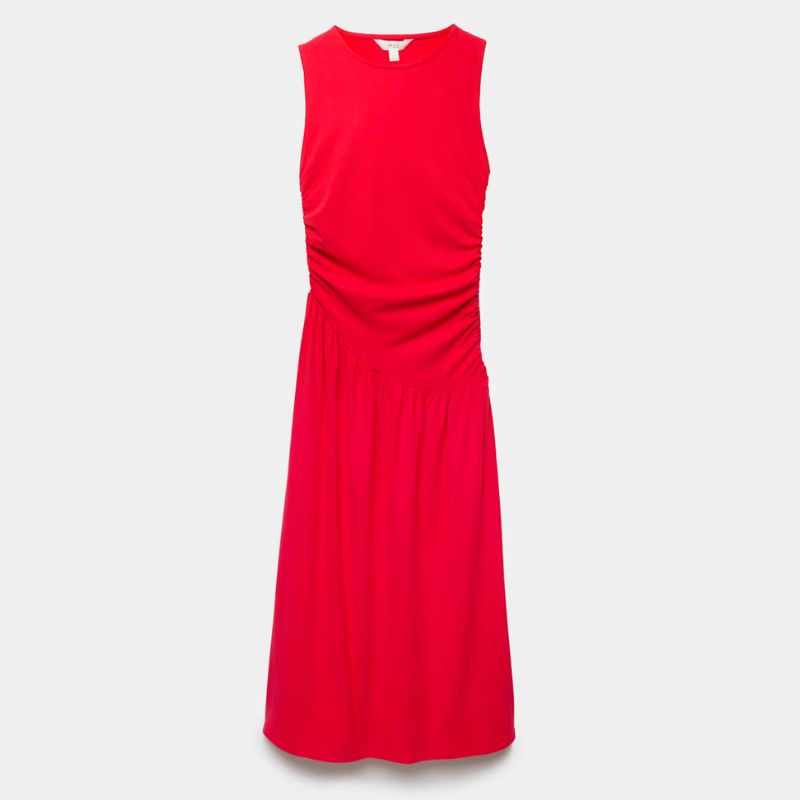 M&S, red maxi dress