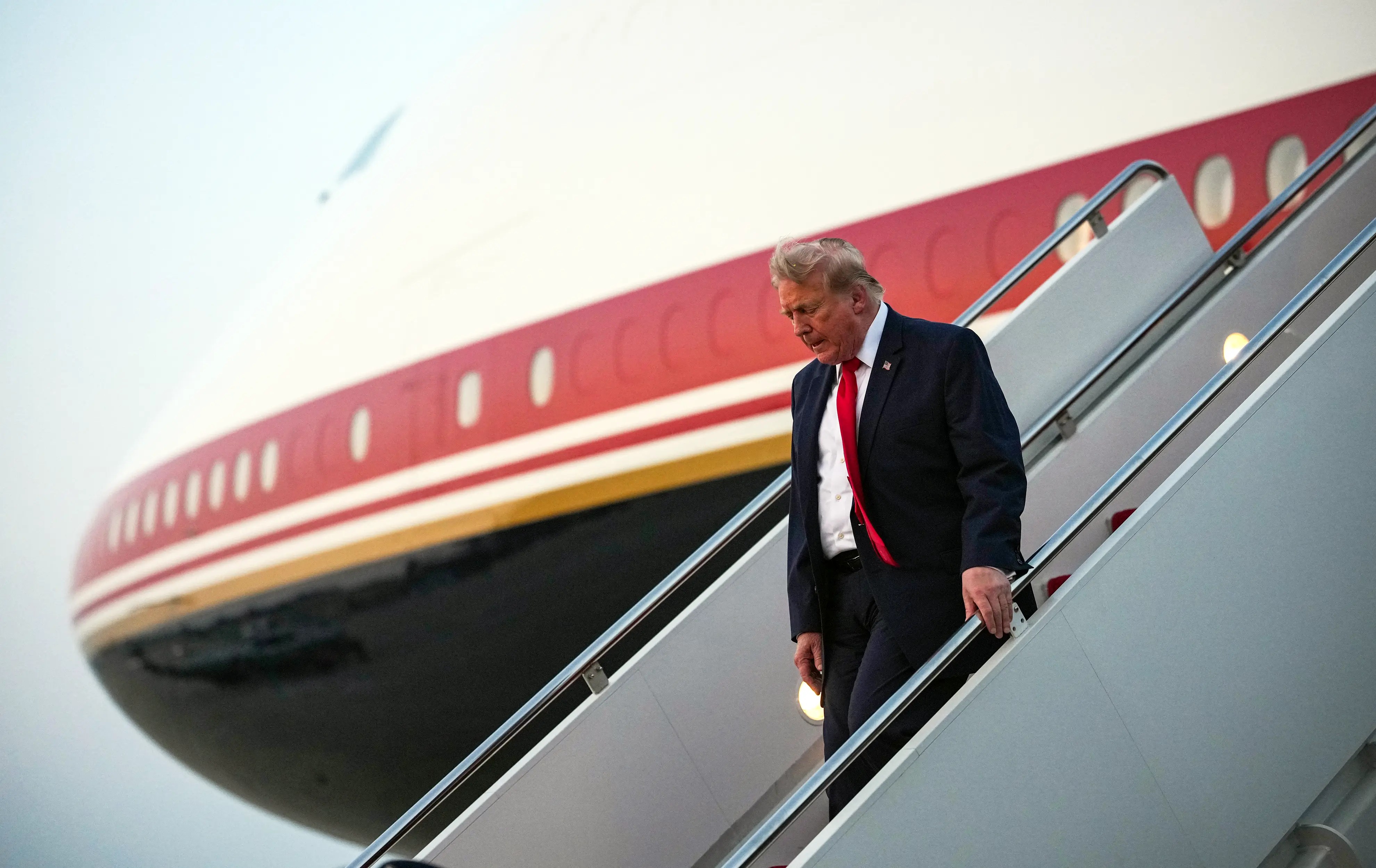 President Donald Trump steps off of Air Force One on July 19, 2026 in Joint Base Andrews, Md.