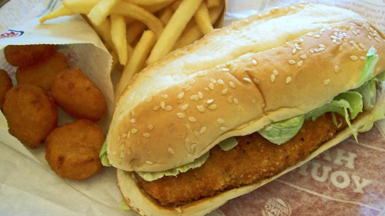 Burger King Original Chicken Sandwich beside fries and nuggets