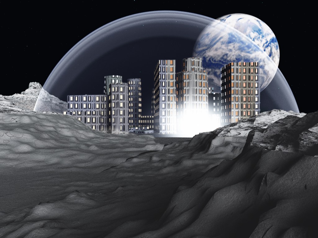 A rendering of a lunar colony.