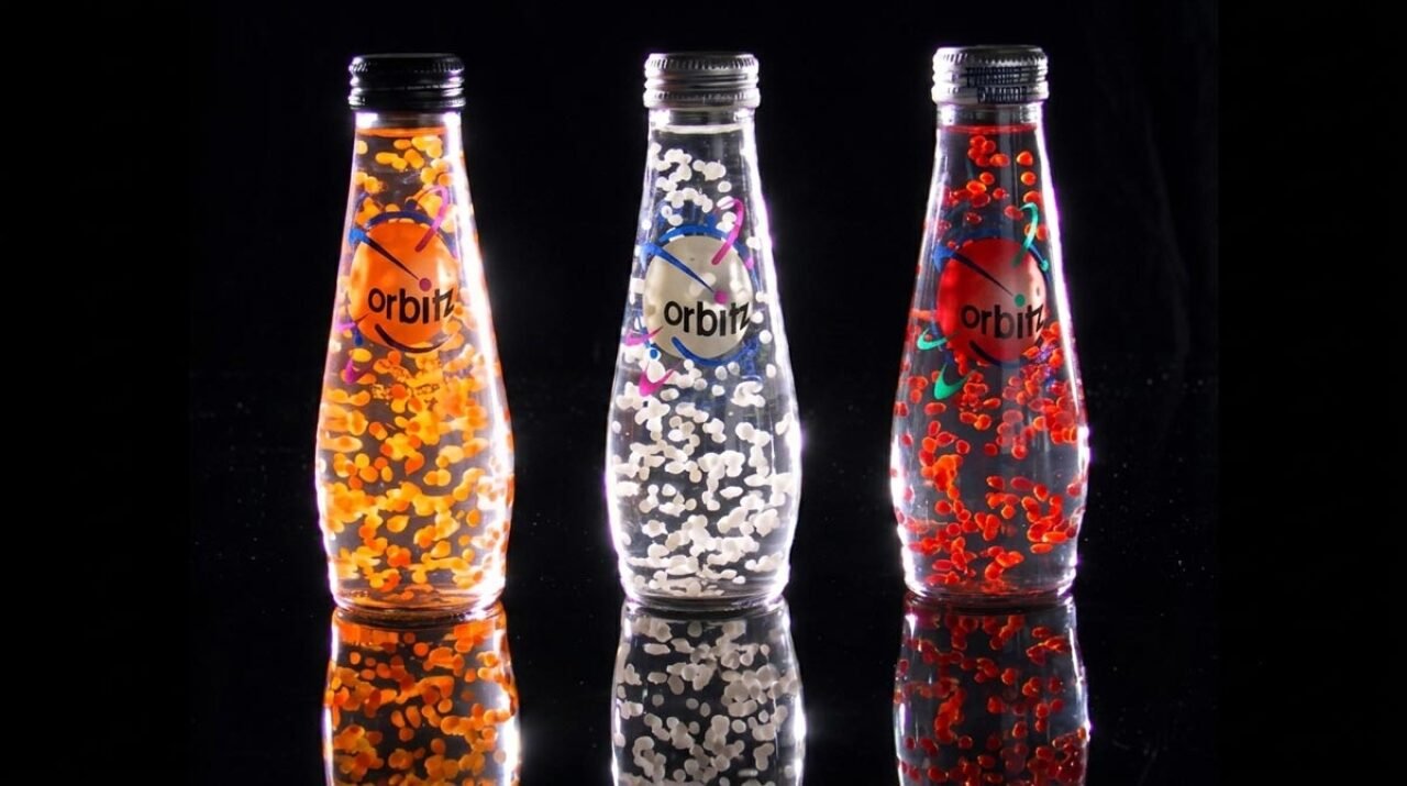 Orbitz original bottles, showcasing their three flavors.