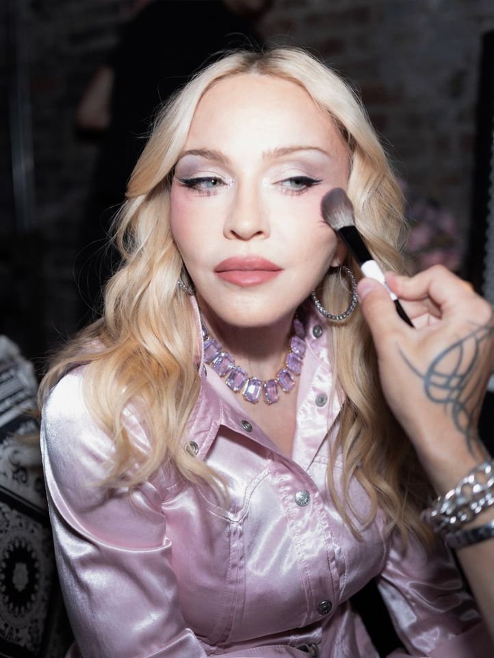 Madonna getting her makeup done