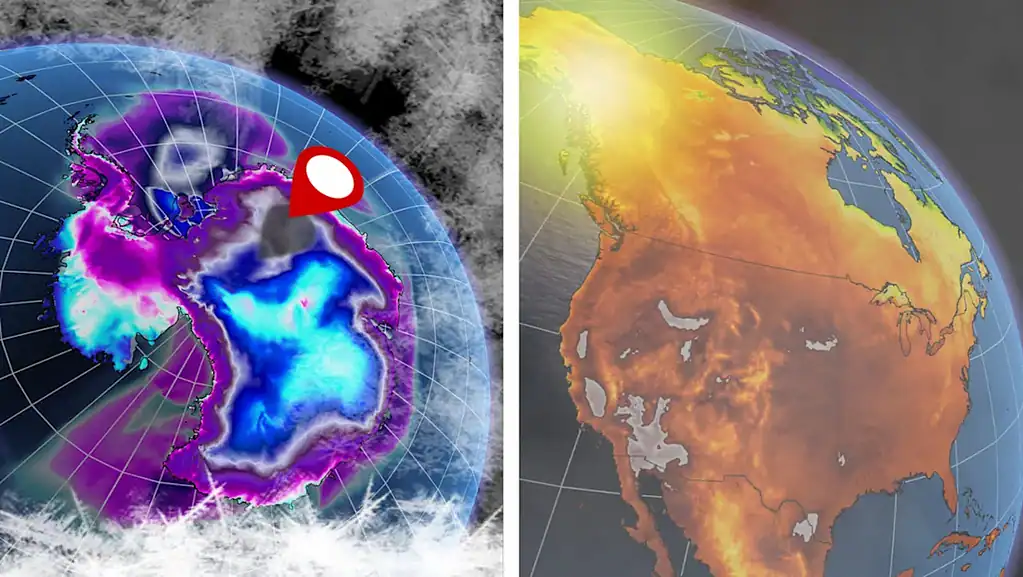 Earth’s hottest and coldest places were separated by an astonishing 136 degrees Celsius last week