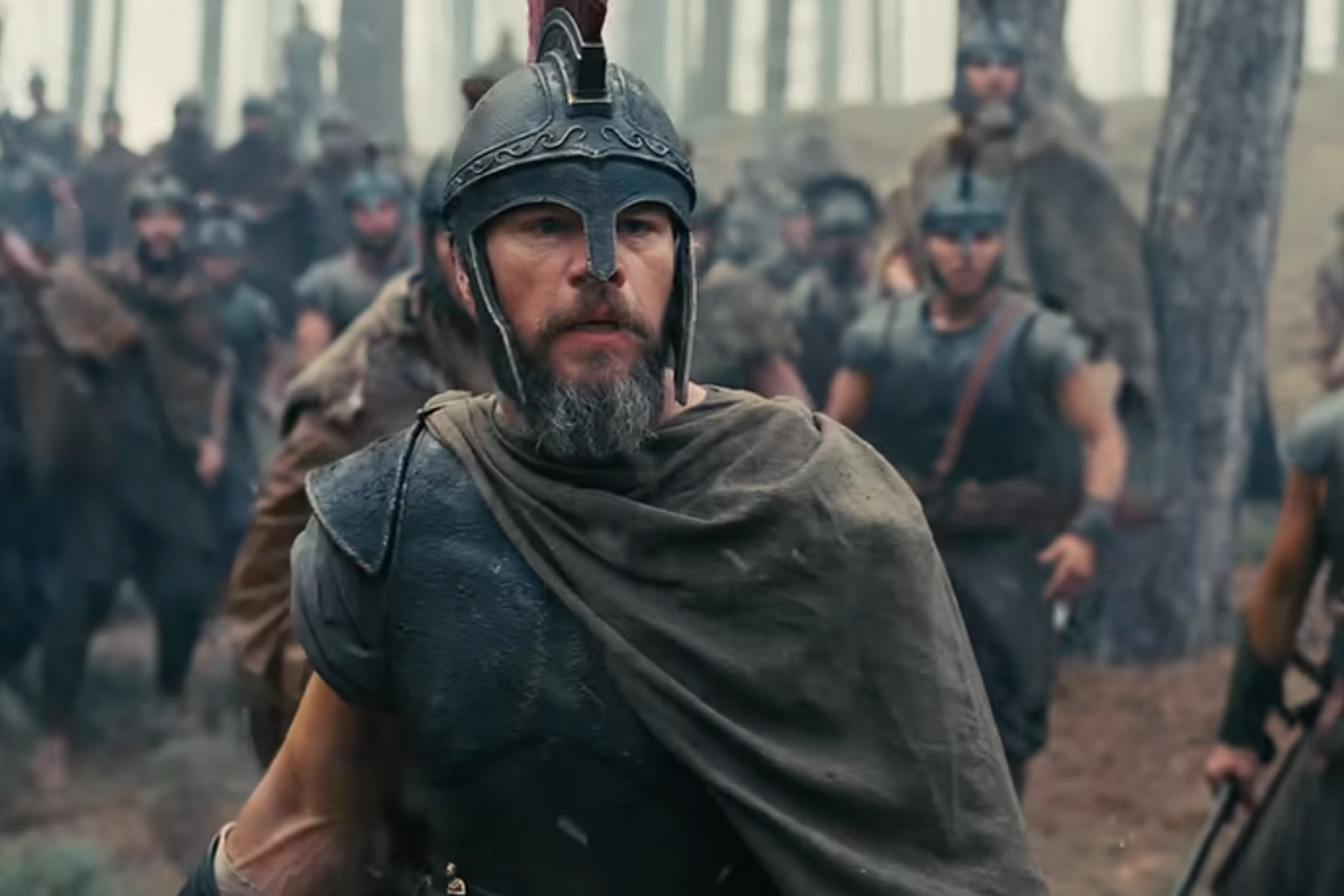 Matt Damon as stunned Odysseus from 'The Odyssey'