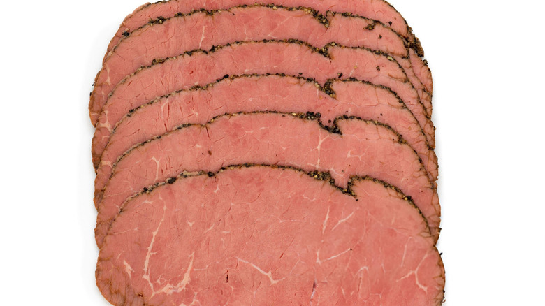 Roast Beef Slices on white background