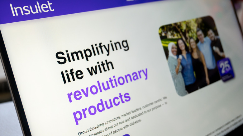 Insulet's website open on a laptop screen