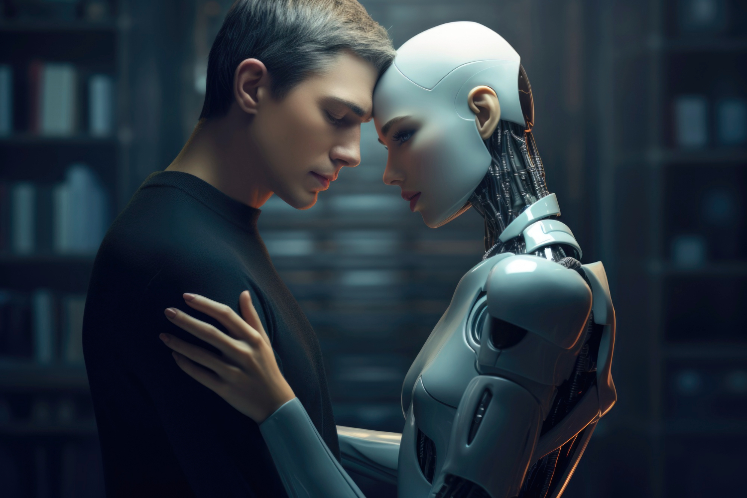 Human and AI robot companion