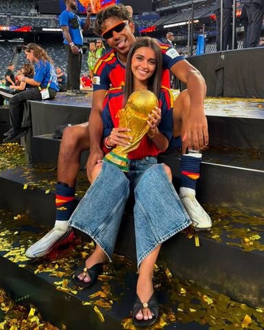 Lamine Yamal, 19, Celebrates Spain's World Cup Win with Girlfriend Ines Garcia