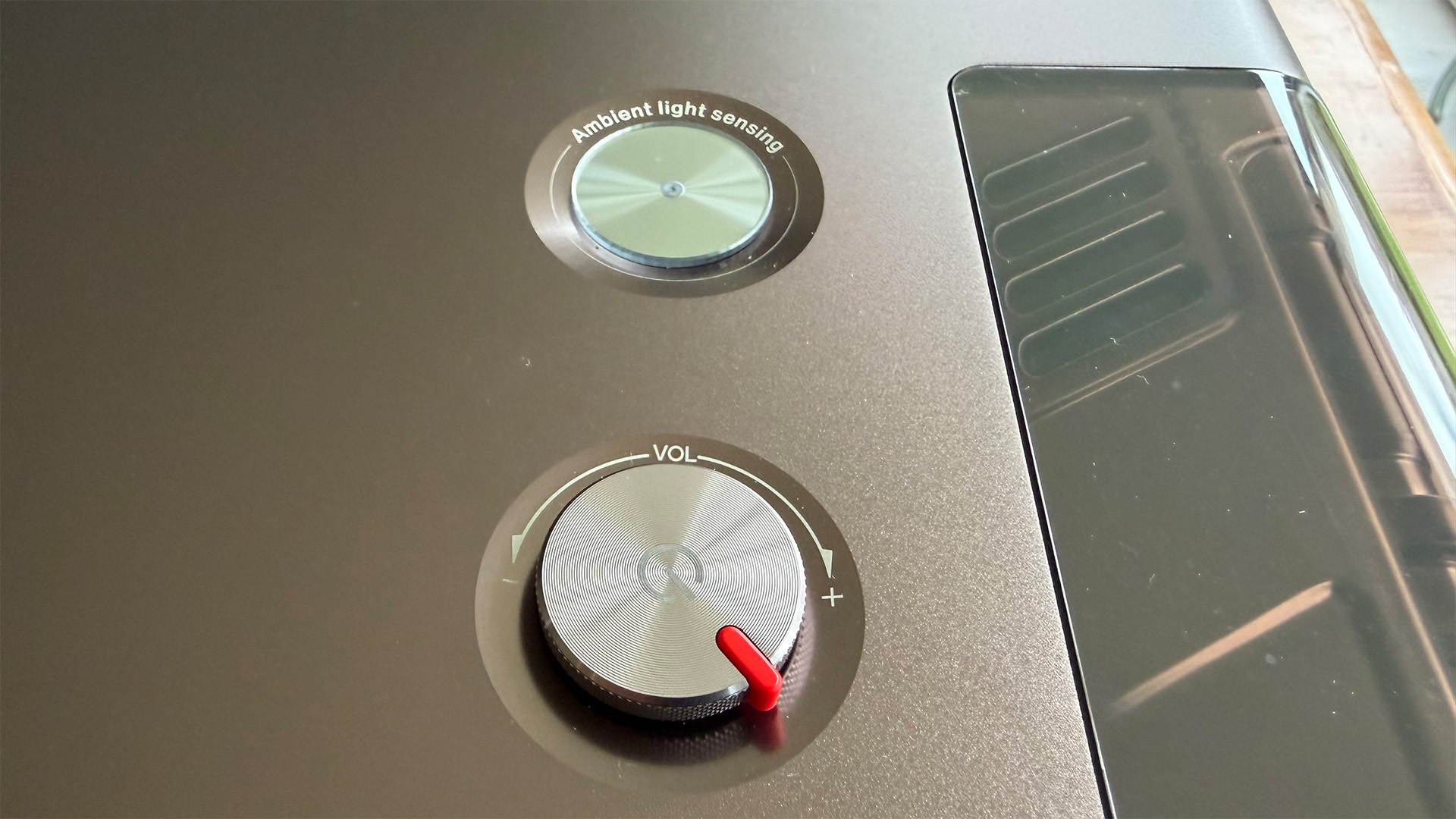 Hisense XR10 home cinema projector close up on top controls