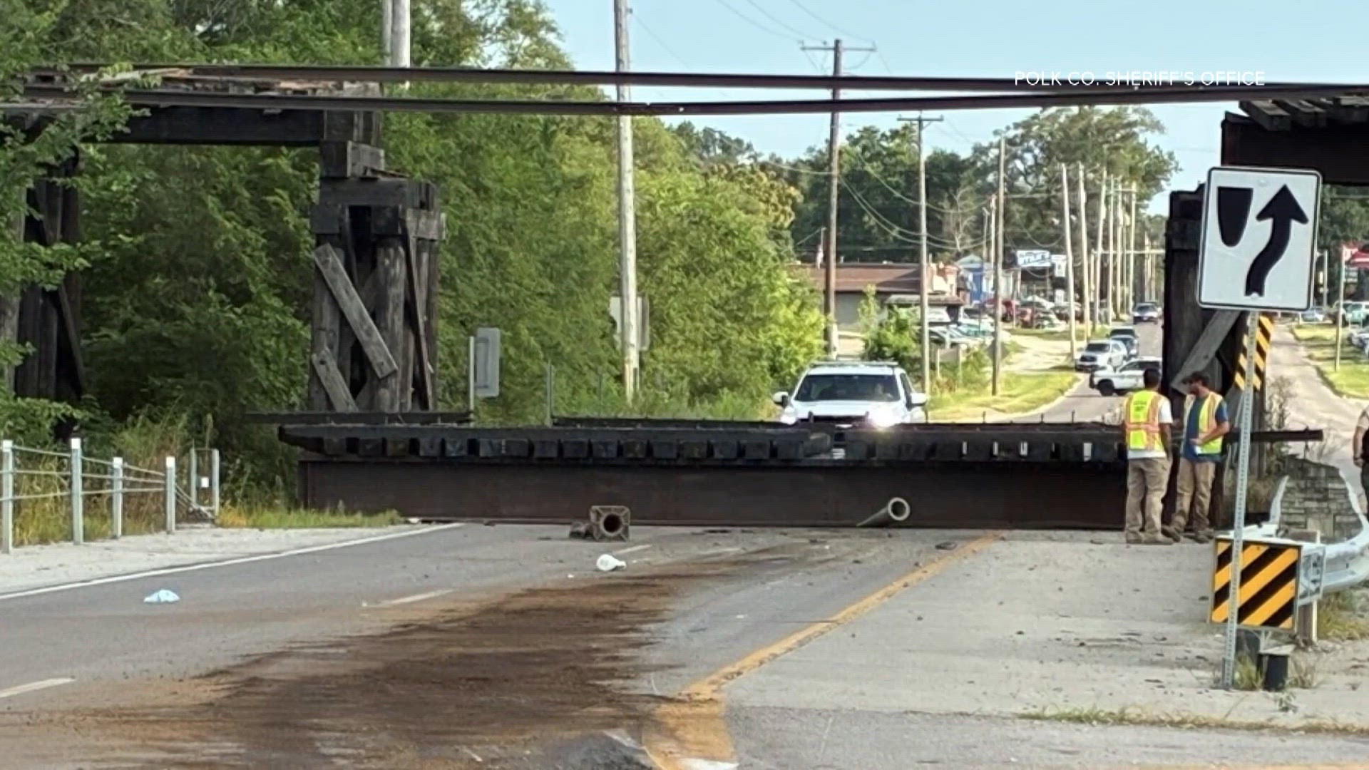 Collapsed rail bridge now undergoing repairs