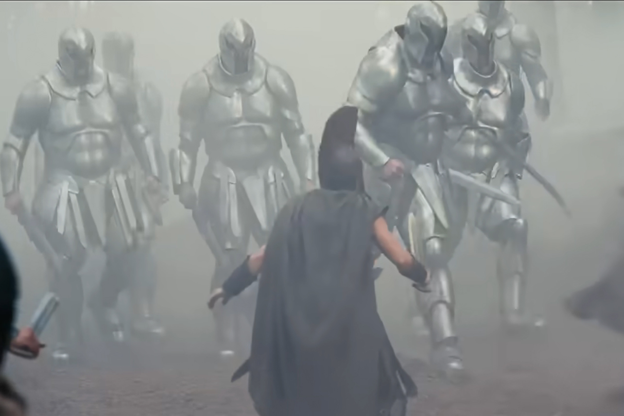 Hulking Laestrygonians charging in 'The Odyssey'
