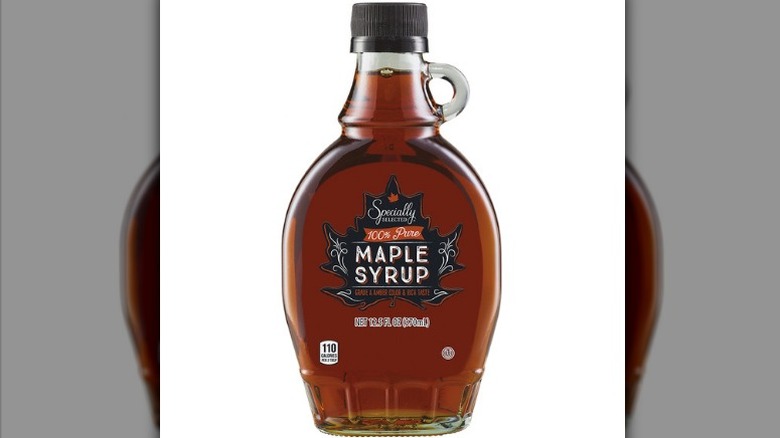 Specially Selected Pure Maple Syrup on white background
