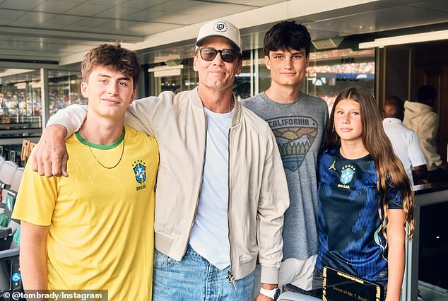 Benjamin, 16,pictured left, looks to resemble both Brady and Bundchen