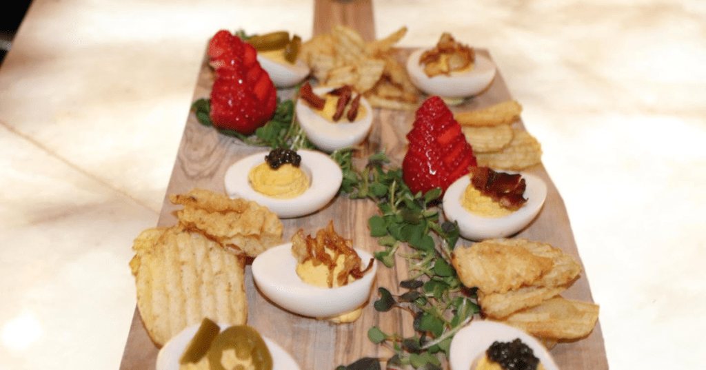 A flight of deviled eggs at The Rabbit Hole restaurant in Conshohocken, Pennsylvania.