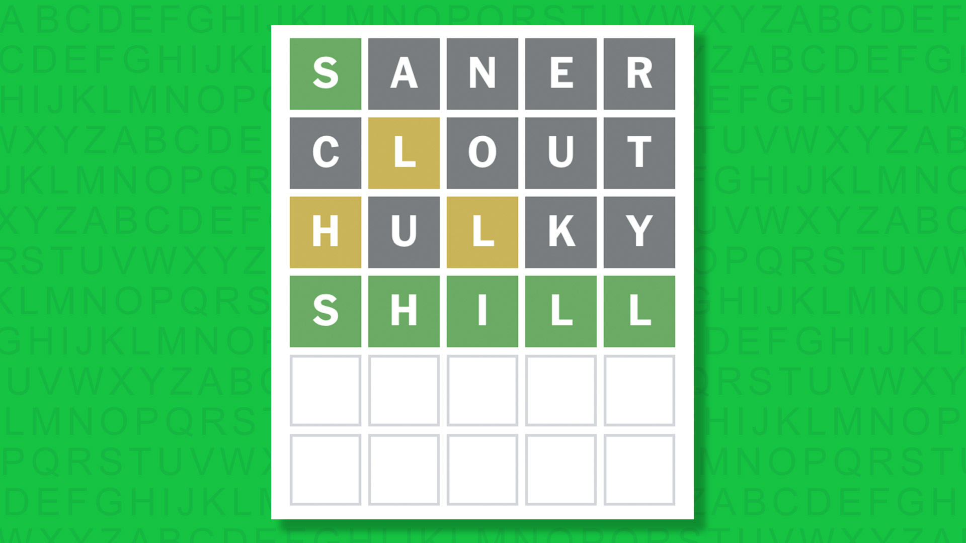 NYT Wordle answer for game 1858 on a green background