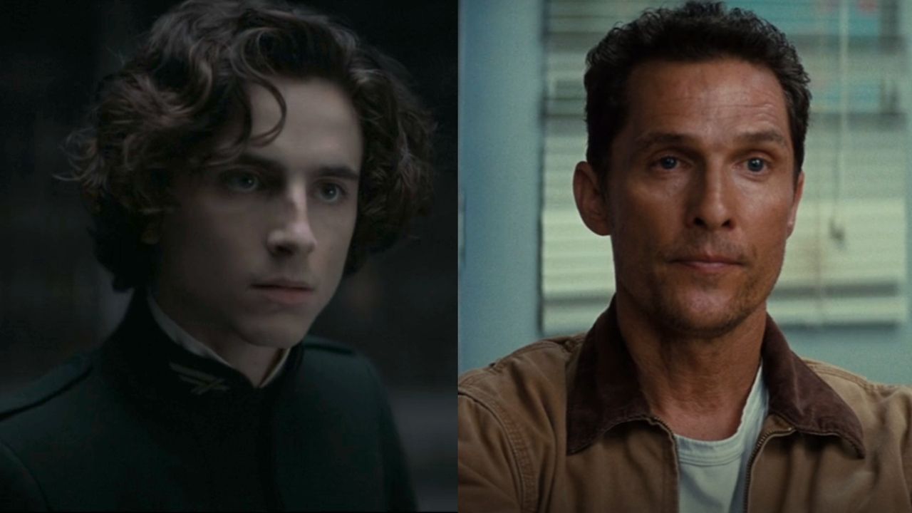 Timothee Chalamet in Dune next to Matthew McConaughey in Interstellar.