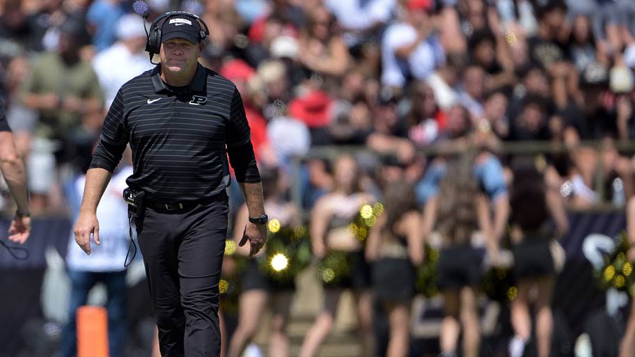 Purdue Boilermakers head coach Barry Odom walks on the sidelines.