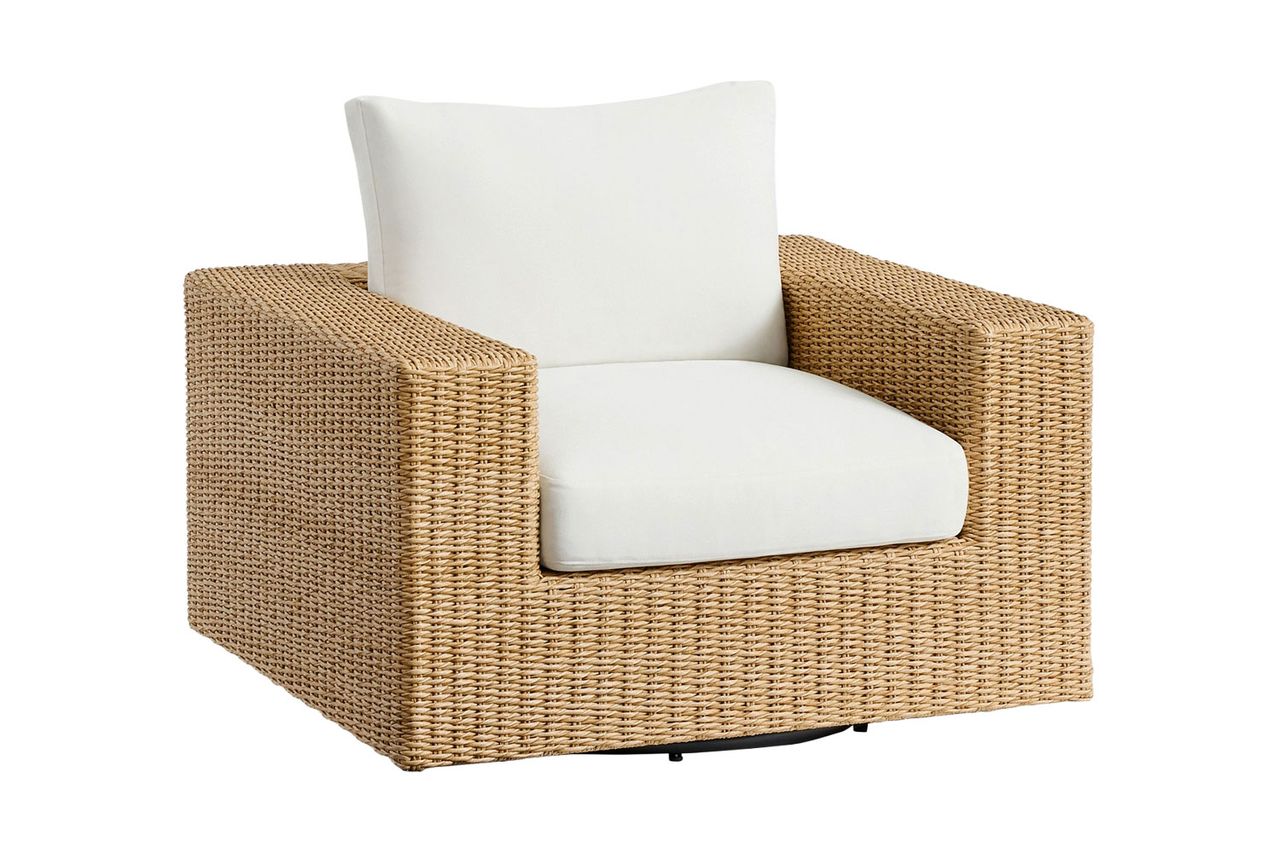 Pottery Barn Open Box: Kostas Wicker Swivel Outdoor Lounge Chair with Cushion